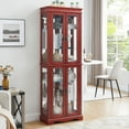 thumbnail image 1 of Miniyam Wood Curio Display Cabinet with Light, Glass Door for Living Room, Cherry, 1 of 8