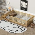 thumbnail image 1 of Miniyam Wood Twin Size Floor Bed Guardrails for Kids, Natural, 1 of 6