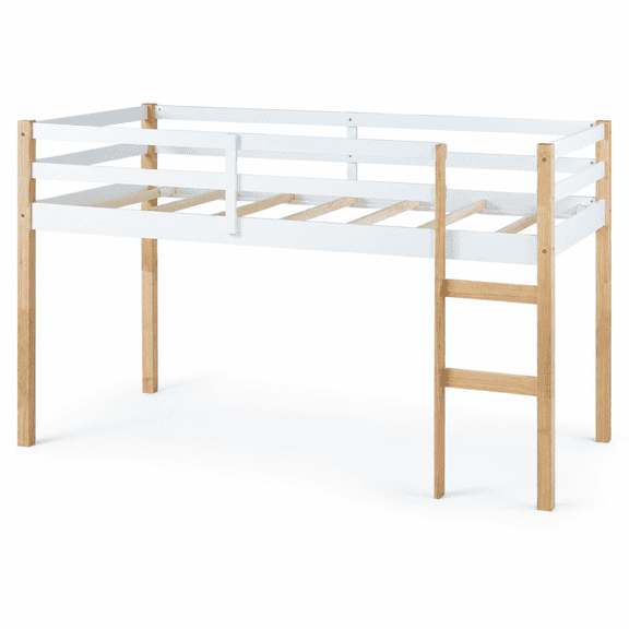 Miniyam Wood Twin Size Loft Bed for Kids, Space-Saving Design, Natural