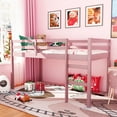 thumbnail image 1 of Miniyam Wood Twin Size Loft Bed for Kids, Space-Saving Design, Pink, 1 of 7