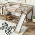 thumbnail image 1 of Miniyam Wood Twin Size Loft Bed with Slide, Ladder, Guardrails for Kids, Oak, 1 of 8