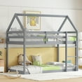 thumbnail image 1 of Miniyam Wood Twin over Twin Bunk Bed, House-Shaped Design for Kids and Teens, Gray, 1 of 8