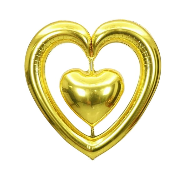 Minjewel 30 Inch Valentines Red Hearts Balloons Set, 4D Foil Balloons for Valentine's Day Decorations, Party, Wedding, Romantic Home Decor,Gold