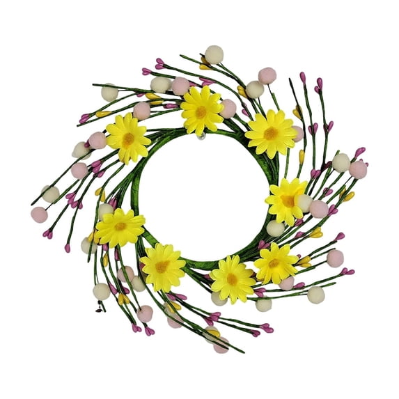 Minjewel 3D 30cm Spring Flower Wreath, Small Floral Door Hanging Decoration for Front Door, Indoor Wall, Home, Easter, Mother's Day, Wedding,D