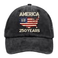 thumbnail image 1 of Minjewel Adjustable 250th Anniversary Patriotic Baseball Cap With "AMERICA 250 YEARS" Print Retro Style Hat For July 4th Celebration,Black, 1 of 5