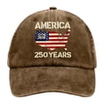 thumbnail image 1 of Minjewel Adjustable 250th Anniversary Patriotic Baseball Cap With "AMERICA 250 YEARS" Print Retro Style Hat For July 4th Celebration,Coffee, 1 of 5