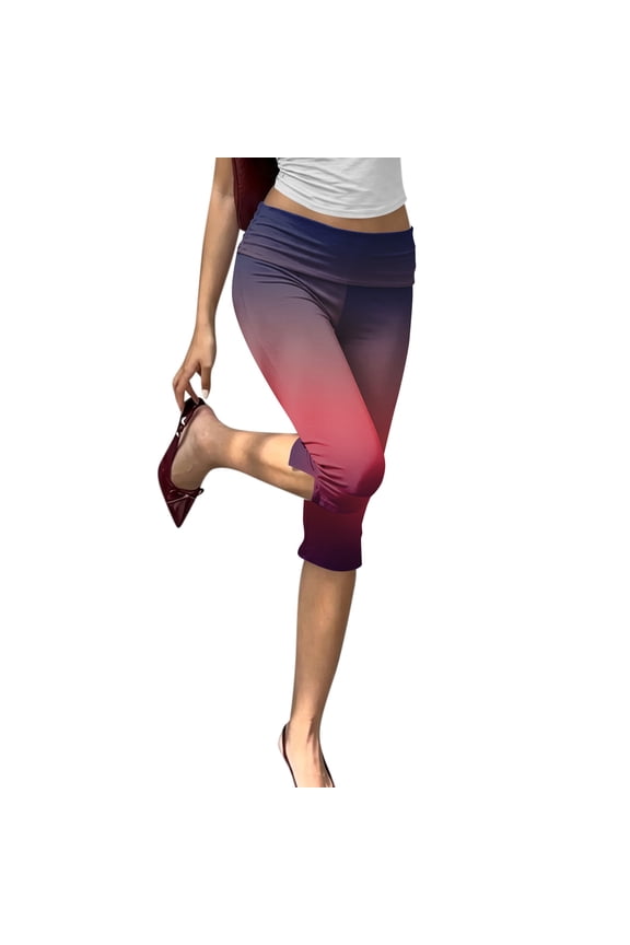 Capri Pants for Women - Animal Print Pleated 7/8 Length Yoga Pants - Trendy Workout Bottoms,Multicolor M