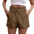thumbnail image 1 of Minjewel Easy Fit Womens Shorts with Side Pockets and Drawstring Waist 5 Inch Inseam Lightweight Casual for Daily Wear,Brown L, 1 of 7