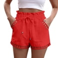 thumbnail image 1 of Minjewel Easy Fit Womens Shorts with Side Pockets and Drawstring Waist 5 Inch Inseam Lightweight Casual for Daily Wear,Orange M, 1 of 7