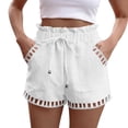 thumbnail image 1 of Minjewel Easy Fit Womens Shorts with Side Pockets and Drawstring Waist 5 Inch Inseam Lightweight Casual for Daily Wear,White M, 1 of 7