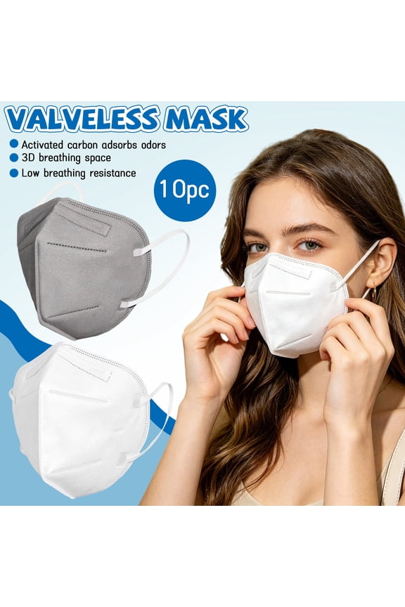 Face Mask without Valve 10-Pack - Breathable, Disposable, Soft Earloop, Lightweight Non-woven, Ideal for Daily Protection, Home, Office,Gray