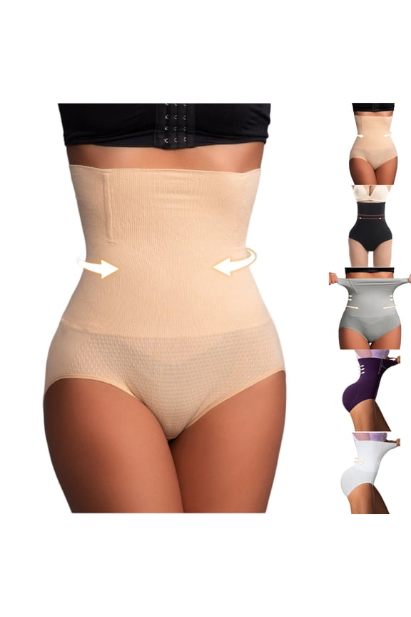 High Waisted Extra Firm Compression Brief, Butt Lifter Smoothing Shapewear, Double-Layer Underwear with Bone & Silicone Anti-Curl,Gray M