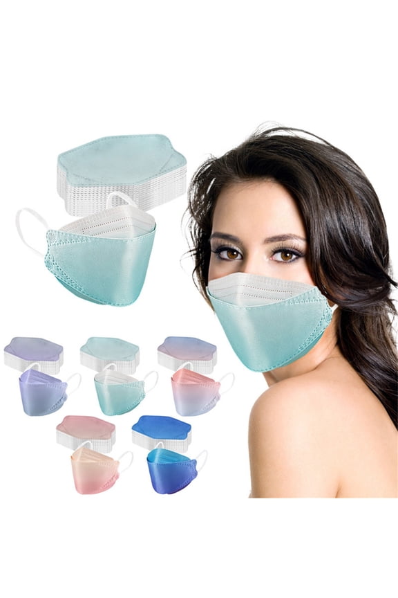 KF94 Face Mask for Adults 10-Pack - 4-Layer Gradient Color, 3D Fish Mouth, Breathable, Soft Earloop, Fashionable Daily Protection,Mint Green