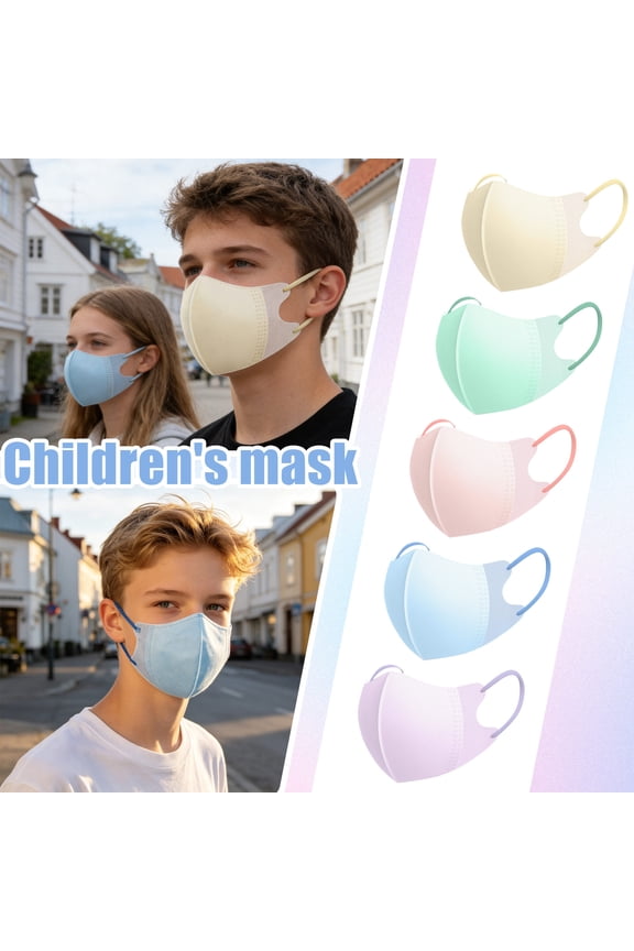 Kids Face Mask Summer Breathable - Macaron Color Assorted, Fun Design, Soft Earloop, Disposable, Lightweight for School, Travel, Play,Purple Pink