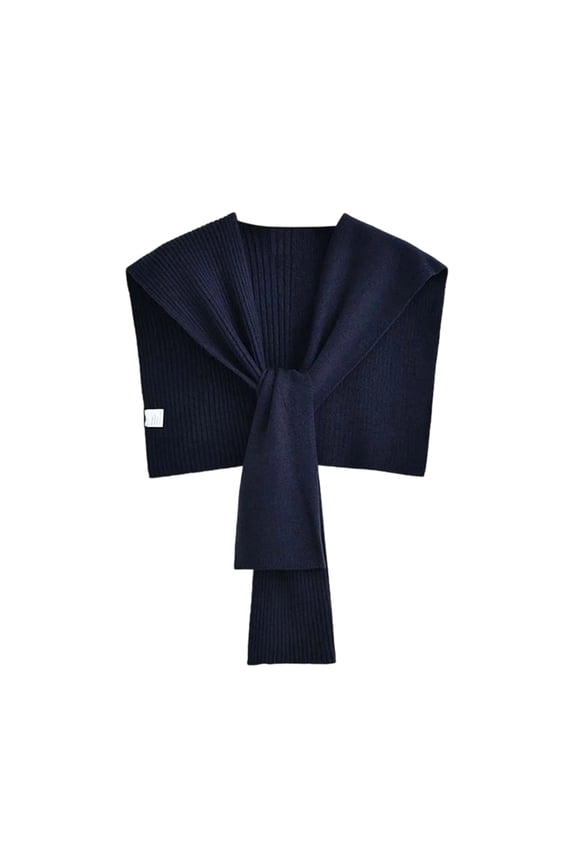 Ladies' Fashionable Thick Knitted Cape, Versatile Outer Shawl for Women, Warm Winter Cape Shawl, Cozy Soft Wrap for Cold Weather, Stylish Holiday or Daily Wear,Navy