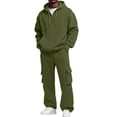 thumbnail image 1 of Minjewel Mens Matching Sweat Set Zip Up - Hoodie and Cargo Jogger Pants Set, Men 2 Piece Sweat Set Outdoor Casual Sportswear, Tracksuit Men for Active Lifestyle,Army Green L, 1 of 6