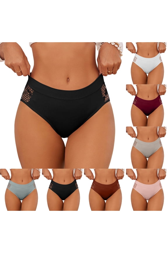 Mid-Rise Mesh Side Brief, Light Compression Shapewear, Breathable Slimming Underwear with Stays-In-Place Design,Wine L
