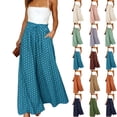 thumbnail image 1 of Minjewel Palazzo Pants for Women Bohemian Culottes - Elastic Waist Polka Dot Print Long Length, Wide Leg Pants for Women Casual Everyday Bottoms, Pants for Women for Summer,Beige S, 1 of 5