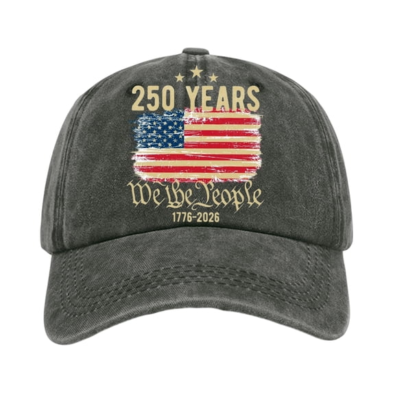 Minjewel Unisex 250th Anniversary Patriotic Baseball Cap Distressed Washed With "250 YEARS" Text Retro Adjustable Hat For Celebration,Army Green