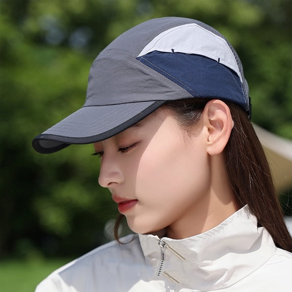 Minjewel Unisex Quick Drying Baseball Cap - Outdoor Sports Hiking Cap, Thin Breathable Color Blocked Hat for Men and Women, Moisture-Wicking for Running, Athletic Performance Cap,Gray