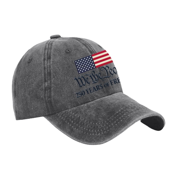 Minjewel Unisex Retro Baseball Cap Distressed Washed Casual Hat With Flag Letter Print "We The People" Vintage Style For Everyday,Black
