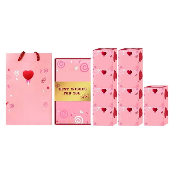 Minjewel Valentine's Day Surprise Exploding Gift Box DIY, Heart Shaped Greeting Card, Anniversary Gift for Couples, Romantic Present for Her,C