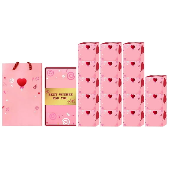Minjewel Valentine's Day Surprise Exploding Gift Box DIY, Heart Shaped Greeting Card, Anniversary Gift for Couples, Romantic Present for Her,F