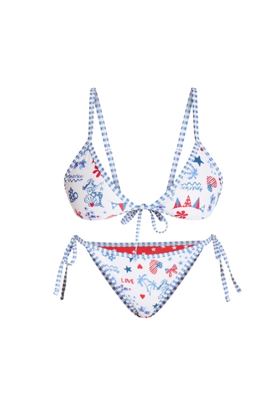 Swim Suits for Women - Summer Print Reversible Low Waist Tie Side Swim Shorts - Womens Swimsuits for Beach,Blue XS