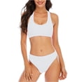 thumbnail image 1 of Minjewel Women's Backless Sports Bikini Two Piece Swimsuit,Solid Color Athletic Swimwear for Active Women with Open Back Design,Summer Beach,White,L, 1 of 5