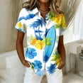 thumbnail image 1 of Minjewel Women's Casual Hawaiian Print Button Short Sleeve Shirt with Pocket Summer Beach Blouse Tropical Vacation Tops,Light Blue,S, 1 of 6
