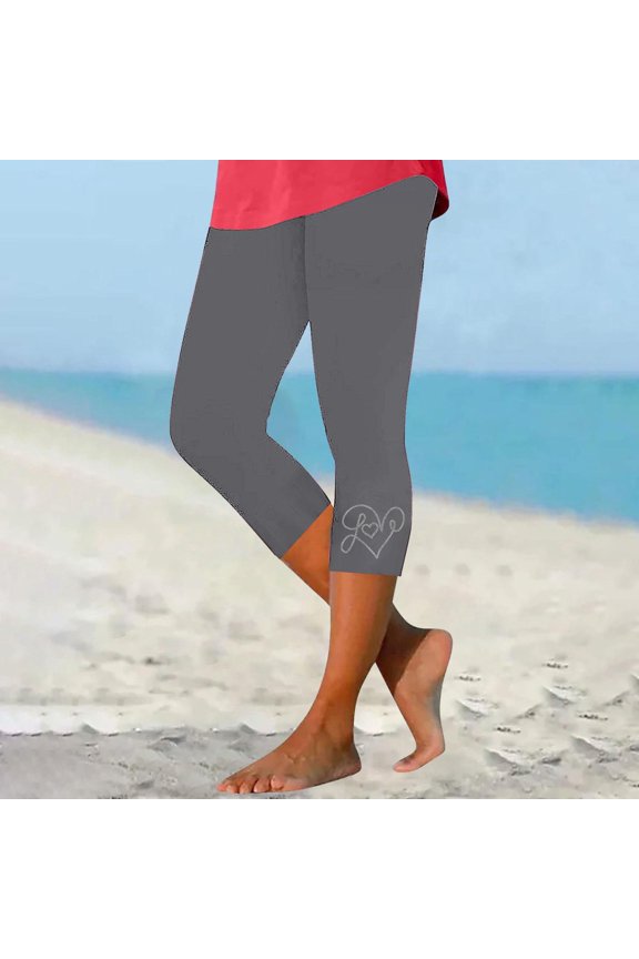 Women's Casual Solid Color Diamond-Studded Slim Fit Cropped Capri Pants,Base Layer Leggings for Daily Wear,Gray,M