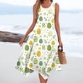 thumbnail image 1 of Minjewel Women's Easter Midi Dress, Round Neck Sleeveless Floral Print Irregular Hem Casual Dress, Spring Church & Garden Party Outfit,Green L, 1 of 8