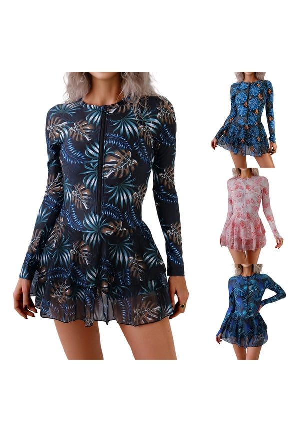 Women's Full Body Long Sleeve Zip Up Swimsuit, UPF 50+ Rash Guard for Surfing & Diving, Swimsuits for Women for Water Sports,Coffee S