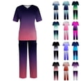 thumbnail image 1 of Minjewel Women's Gradient Color Short Sleeve Scrubs for Women Set, Soft & Relaxed Workout Sets for Women, Ideal for Caregivers, Nurses & At-Home Comfort,Sky Blue 4XL, 1 of 7