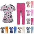 thumbnail image 1 of Minjewel Women's Plus Size Printed V-Neck Short Sleeve Scrubs for Women Set, Vibrant Animal & Floral Print Scrub Set for Healthcare & Caregiving,Dark Blue S, 1 of 5