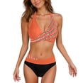 thumbnail image 1 of Minjewel Women's Printed Tie Side Two Piece Bikini Set, Sexy Bathing Suit with Removable Bra Pads, No Underwire,Saffron M, 1 of 7