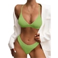 thumbnail image 1 of Minjewel Women's Ribbed Two Piece Swimsuit with Boyleg Bottoms,Solid Color Textured Bikini Set with Ribbed Trim,for Summer Beach,Light Green,M, 1 of 4