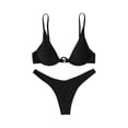 thumbnail image 1 of Minjewel Women's Sexy Underwire Push Up Bikini Two Piece Swimsuit,Solid Color with Removable Padding and Underwire Support,Summer Beachwear,Black,S, 1 of 5