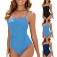 thumbnail image 1 of Minjewel Women's Sleeveless Conservative One-Piece Swimsuits, Sexy Crisscross Back & Padded Bra for Modest Coverage, Bathing Suit for Swim,Navy M, 1 of 6
