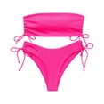 thumbnail image 1 of Minjewel Women's Solid Color Strapless Bikini Set, High Waist Two Piece Swimsuit with Removable Padding, Sexy Swimwear for Beach, Pool Party, and Summer Fun,Hot Pink,L, 1 of 6