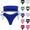 thumbnail image 1 of Minjewel Women's Strapless Bikini Top & Bottom Set Two Piece Sexy Push Up Swimsuit for Beach Photos Summer Vacation,Hot Pink,M, 1 of 6