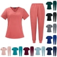 thumbnail image 1 of Minjewel Women's Stylish V-Neck Short Sleeve Scrubs for Women with Pockets, Lightweight & Breathable Scrub Set for Medical Professionals,Navy 2XL, 1 of 7