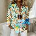 thumbnail image 1 of Minjewel Women's Tropical Print Button Up Shirt Long Sleeve Casual Top with Collar Hawaiian Style Blouse for Summer Beach Party and Everyday Fashion,Sky Blue,2XL, 1 of 6