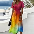 thumbnail image 1 of Minjewel Women's V-Neck Short Sleeve Bohemian Shift Dress - Summer Casual Beach Outfit, Loose Flowy Party Dress, Solid Color Comfy Vacation Mini Dress,Yellow,XL, 1 of 6