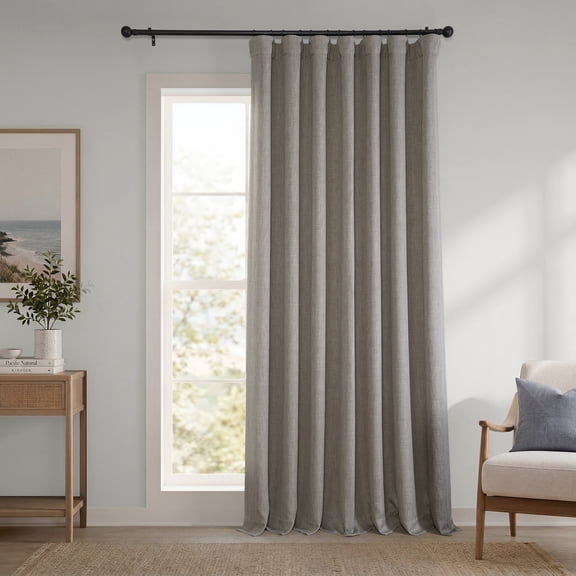Mink Faux Linen Extra Wide Room Darkening Curtain (1 Panel), Mink, 100W X 120L