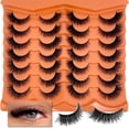 thumbnail image 1 of Mink Lashes Fluffy 20mm 25 mm Big Long EyeLashes D Curl 3D Dramatic Thick 8D Volume Faux Mink Eyelashes Full Strip False Super Soft Lahses Pack YH203, 1 of 18