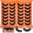 thumbnail image 1 of Mink Lashes Fluffy 20mm 25 mm Big Long EyeLashes D Curl 3D Dramatic Thick 8D Volume Faux Mink Eyelashes Full Strip False Super Soft Lahses Pack YH203, 1 of 16