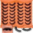 thumbnail image 1 of Mink Lashes Fluffy 20mm 25 mm Big Long EyeLashes D Curl 3D Dramatic Thick 8D Volume Faux Mink Eyelashes Full Strip False Super Soft Lahses Pack YH203, 1 of 18