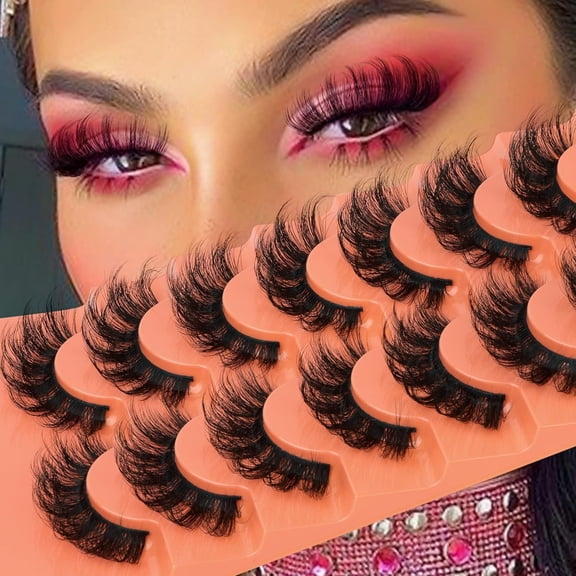 Mink Lashes Fluffy Dramatic Full False Eyelashes Volume Wispy Bushy 18MM Thick Fake Lashes Look Like Eyelash Extensions Pestañas7 Pairs