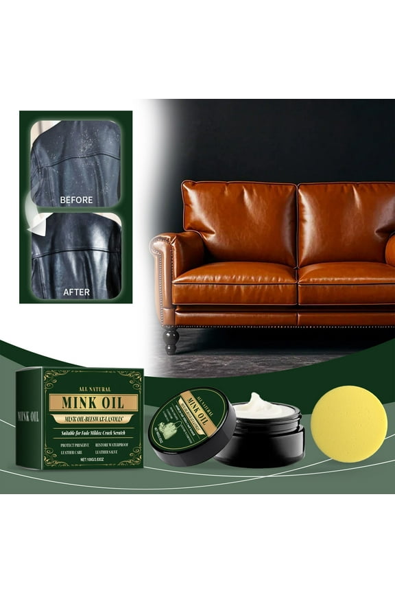 Mink Oil for Leather Boots,Leather Conditioner and Cleaner,Waterproof Formula to Soften and Restore Sofa,Furniture,Large Leather Care Kit,Leather Cleaner,Conditioning Protection Cream for Furniture